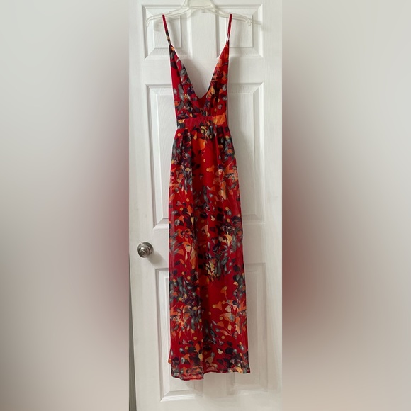 Floral V Neck Sleeveless Maxi Dress - Picture 5 of 6